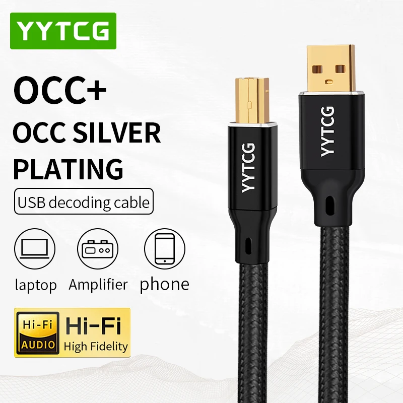 Yytcg Cavo Usb Hifi Di Alta Qualità Occ Placcatura Argento Dac A-B C-B C-C Digital Ab Audio Tipo A A Tipo B Cavo Hifi Usb Typec