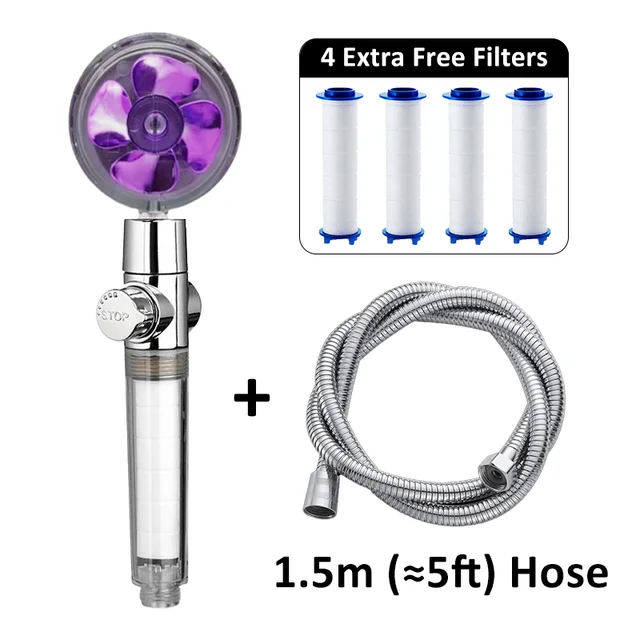 Propeller Shower Head High Pressure Set 360 Rotate With1 Free Water Filter Golden Fan Turbocharge Pure Rainfall Helix Eco Shower P Comb 1