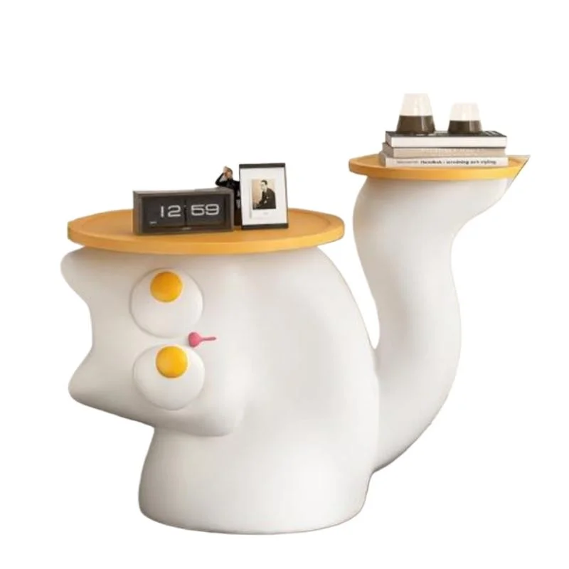 IHOME Crooked Cat Tray With Cute Living Room Cabinets Creative Decoration Black Simple Modern Small Coffee Table Side Table 2024