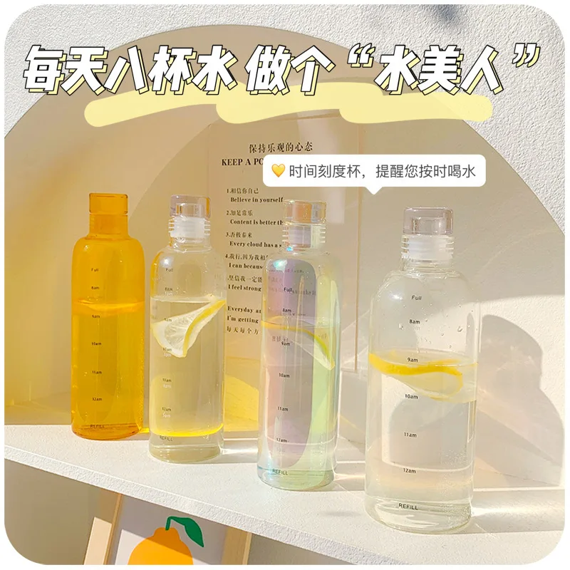 Time scale Water Bottle Heat resistant Glass Bottles with Cup Sleeve