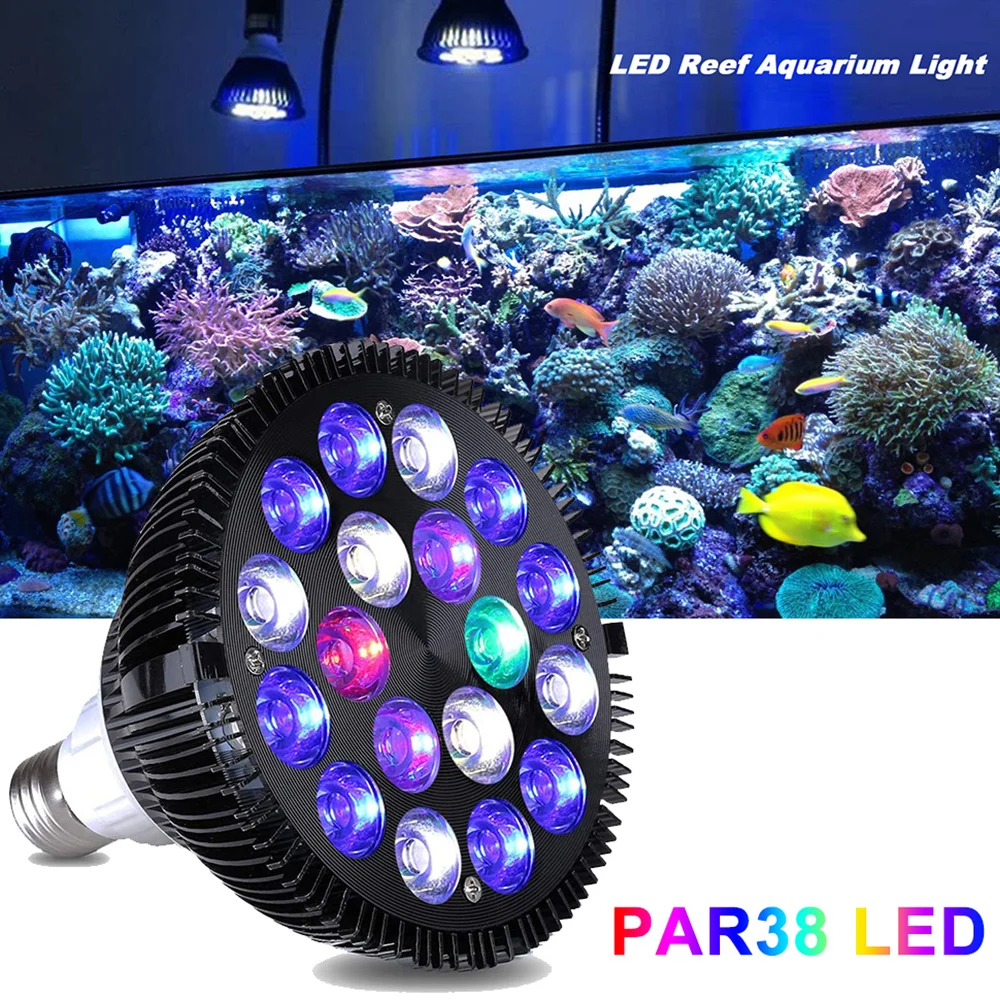 54W LED Aquarium Licht Clip Lampe Fisch Wachsen Weiß Blau UV Farbe