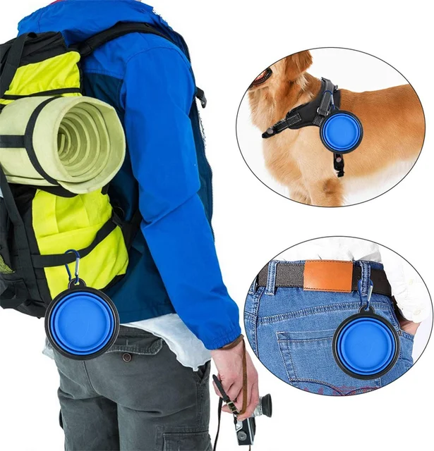 Feeders for Dogs Foldable Silicon Portable Feeding Drinking Dog Bowl for Travel Camping (350ML / 650ML / 1000ML) 3
