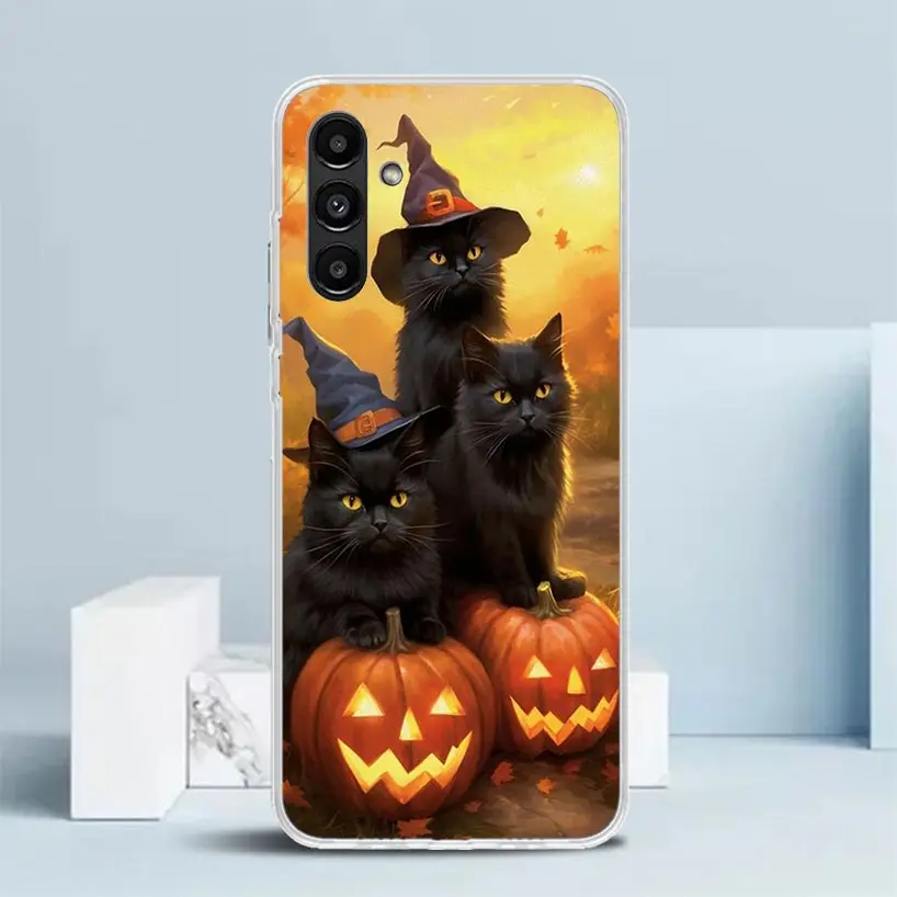 Spooky Black Kitten & Pumpkin Halloween Phone Case