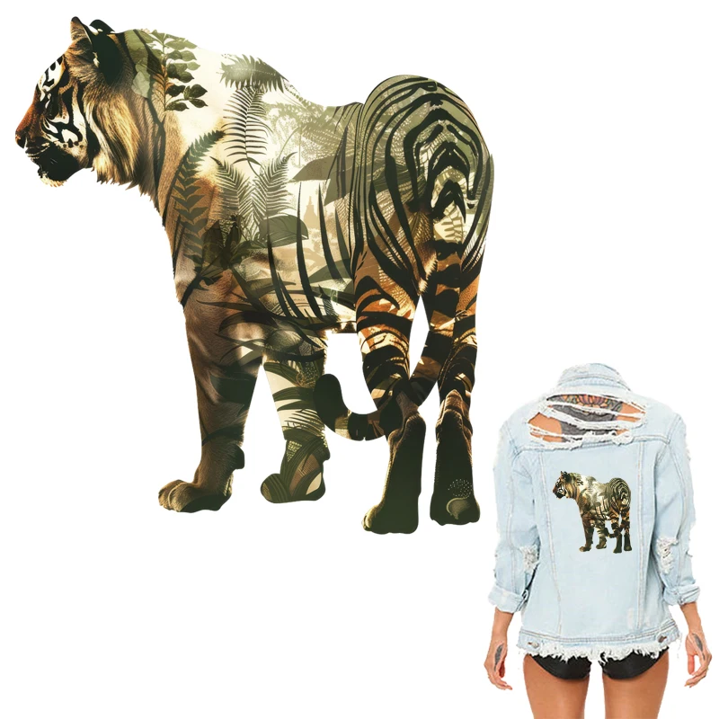 Forest Tiger Iron-On Patches High Quality Stickers T-Shirt Diy Heat Transfer Parches Ropa Iron On Transfer
