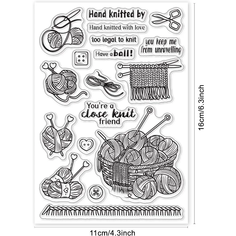 1pcs Clear Stamps Clear Rubber Stamps Warm Knitting Theme Clear Stamps Blessings Silicone Clear Stamps Set for Decorating DIY Scrapbooks Card Making 11 x 16 cm