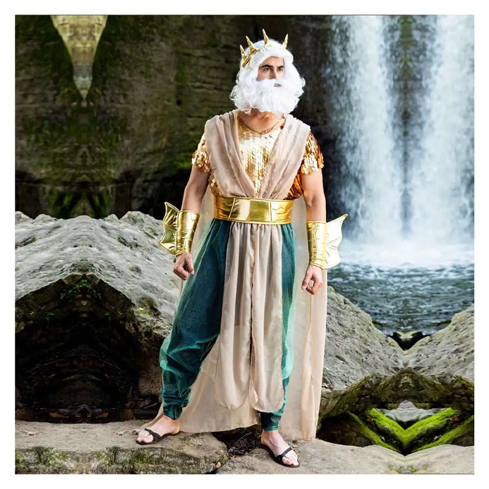 O rei Cosplay Fantasia sereia fantasia fantasia para homens adultos, roupas  Halloween, festa de carnaval, terno disfarce, top, calças, manto, cabeça e  cinto - AliExpress, image size:1001x1001