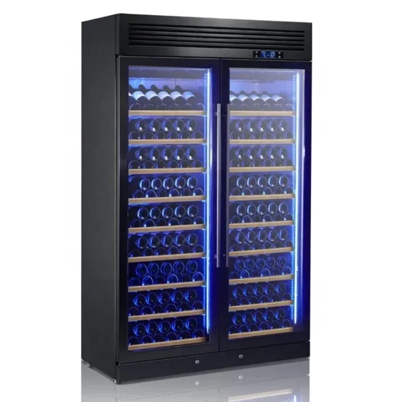 European Thermostatic Wine Cabinet Wine Cooler Cabinet 200 Bottles Full Fridge Commercial