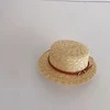 Chic Style Children's Wheat Straw Sunhat Handbag Leather Rope Flat Top Sunscreen Straw Bags Summer Holiday Beach Hat Bags 5