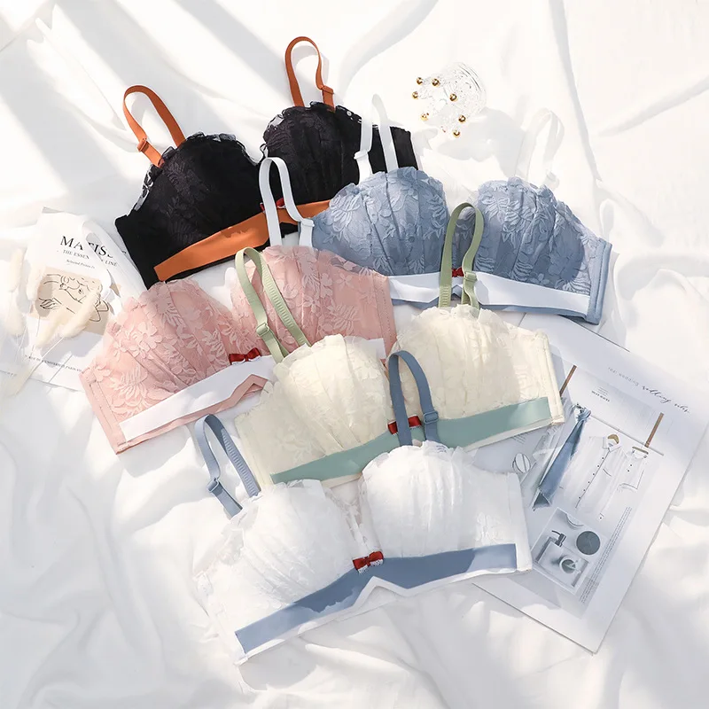 

Sexy Lace Bras for Women Korean Push Up Lingerie Anti Sagging Bralette Comfort Intimates Underwear Large Size Brassiere Female