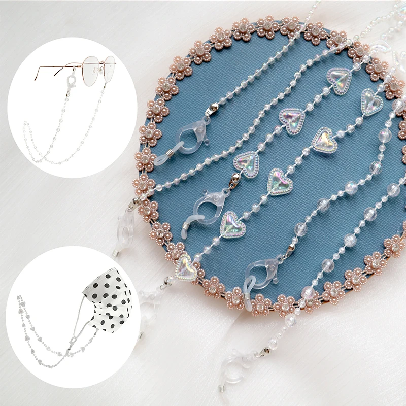 

Fashion Glasses Chain For Women Mask Lanyard Holder Transparent Heart Flower Charms Sunglasses Chain Neck Strap Jewelry Gift