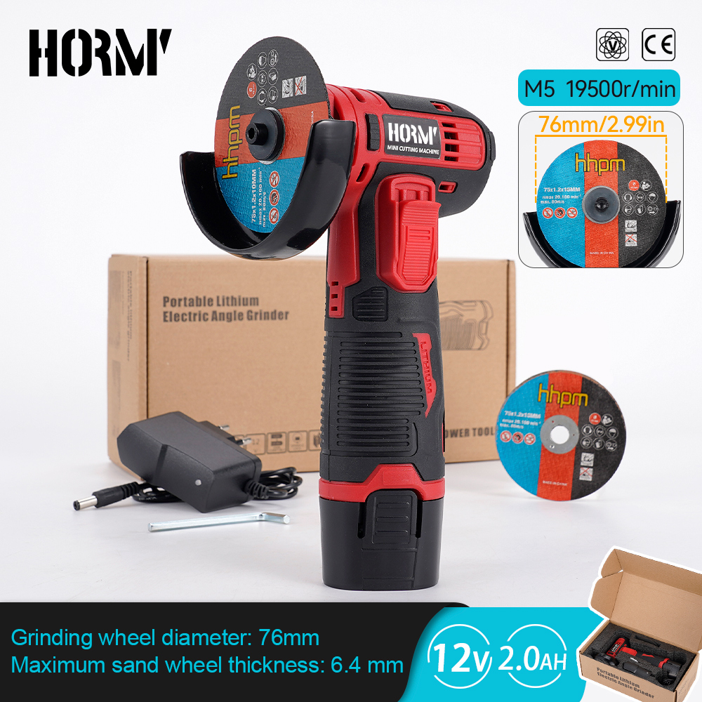 Hormy 12V Lithium Battery Angle Grinder 19500RPM Small Polishing and Grinding Machine M5 10mm Aperture Diamond Tile Cutting Tool