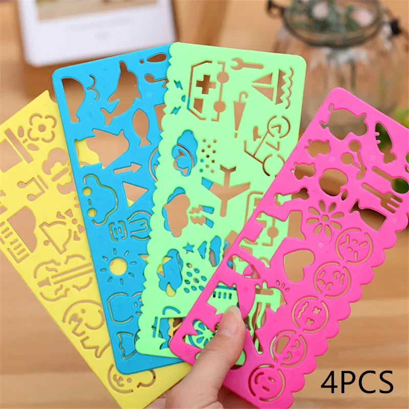 4 Pz/Set Spirograph Righello Geometrico Apprendimento Strumenti Di Disegno Animale Cancelleria Per Studenti Bambini Disegno Giocattoli Stencil Regali