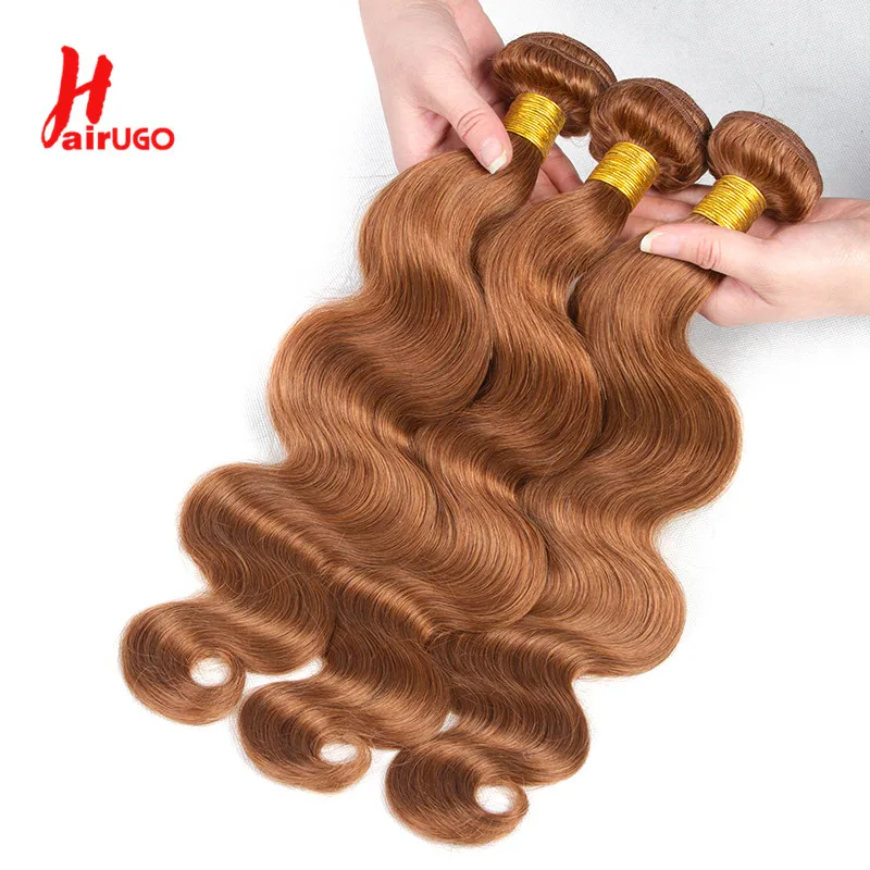 HairUGo-Extensions de Cheveux Humains Lisses Brun Remy, Tissage en Lot, Prix de Gros, 30 #, 1/2/3