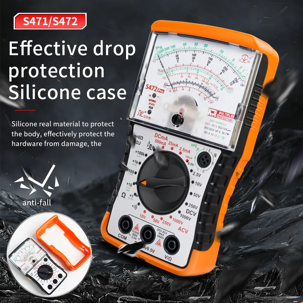 NJTY S472 Analog Pointer Multimeter Display 1000v Tester AC/DC Voltage DC Current Resistance Meter Needle Type Universal Meter