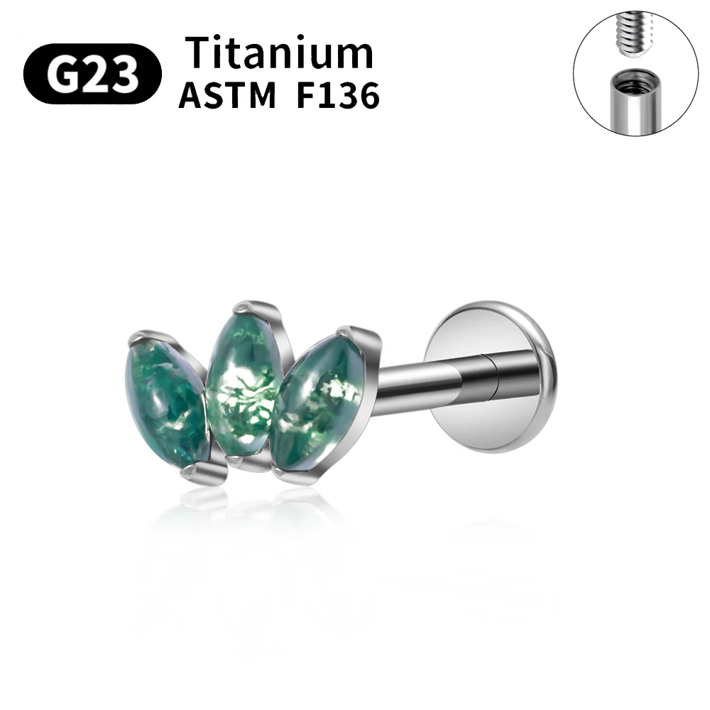 ASTM F136 Titan Funkelnder Marquise CZ Eingelegter Innengewinde-Ohrstecker Set Lippenring Tragus Schmuck Helix Piercing Schmuck Großhandel – Detail 9