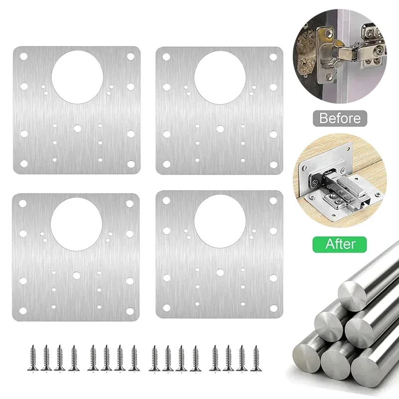 Kitchen Cabinet Hinge Repair Plate hinge repair plate Stainless Steel Furniture Drawer Hinge Fixing Plate Table Cabinet Window Door Repair 2/4Pcs