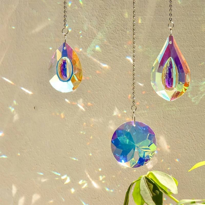 Catches Crystal Sun Lucky Clover Prism Rainbow Maker Suncatcher Hanging Feng Shui Sunlight Collection Chandelier Pendant Decor