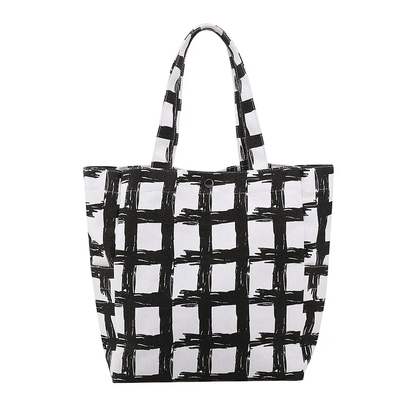 

Canvas Bag Women's Bag Large Capacity 2023 New Fashion Spring Plaid Printed Shoulder Underarm Bag Texture Commuter Tote Bag
