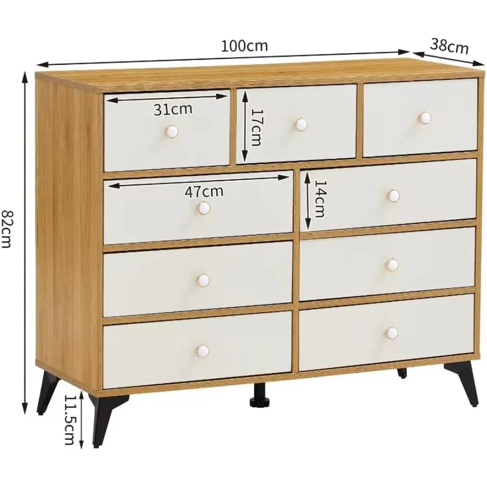 CABINET WOOD MDF BOARDS, 9 Drawers Dresser, WOOD COLOUR 2