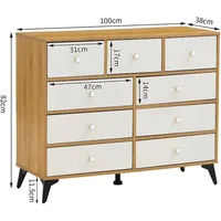 CABINET WOOD MDF BOARDS, 9 Drawers Dresser, WOOD COLOUR 2