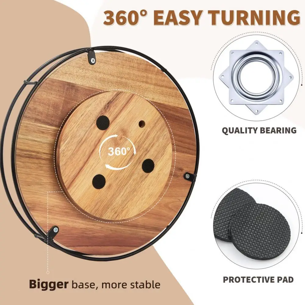 Durable Wooden Turntable Wooden Rotating Tray Rustic Wooden Turntable Tray Set for Kitchen Bathroom for Pantry for Soap 3
