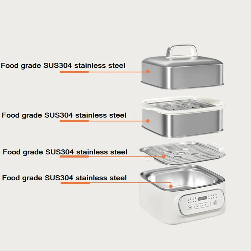 220V Electric Steam Cooker Pot Multi Cooker Household Steaming Cooking Machine With Stainless Steel Inner