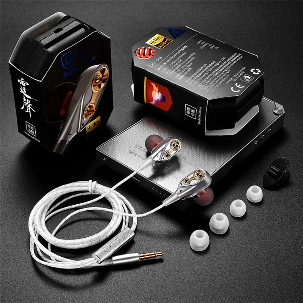 

QKZ CK8 In Ear Headset Earphone Double Unit Drive 3.5mm Dual-Dynamic HiFi Wired Gaming Music Microphone Earbuds 4 Colors