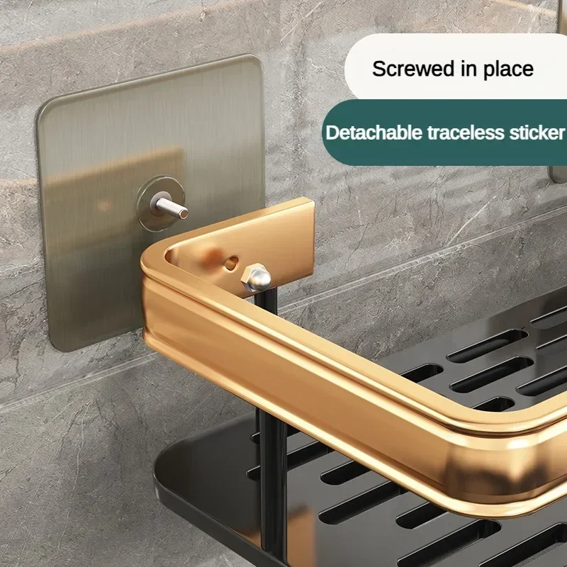 Bathroom Storage Wall Mount Shampoo Makeup Storage Holder Bathroom Accessories No Drilling Wall Shelf Shower Holder For WC 3