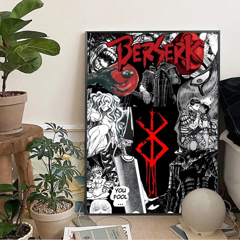thumbnail image 1 of Póster de Anime B-Berserk-Guts, pintura de arte de pared, cuadro sobre lienzo, decoración del hogar, póster para sala de estar, sin marco, 1 of 4