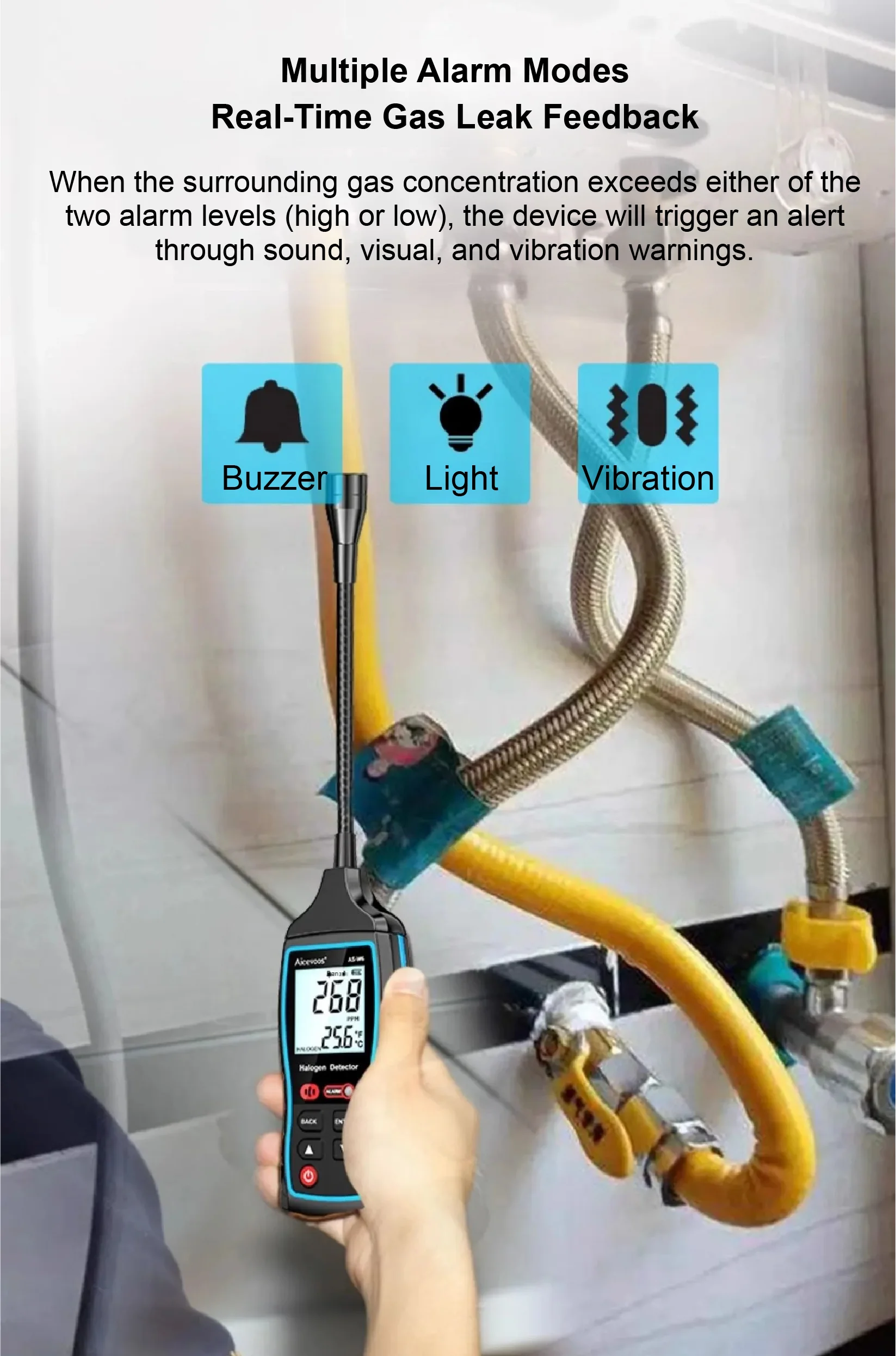 Halogen Leak Detector W6 AS-W6 Refrigerant Gas Sniffer HVAC Freon R134a Detector