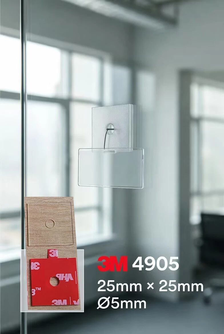 3M 4905 VHB 양면 테이프 사각형 25mm x 25mm (5mm 구멍 포함), 사전 절단된 투명 아크릴 폼 접착 패드 0.5mm 두께