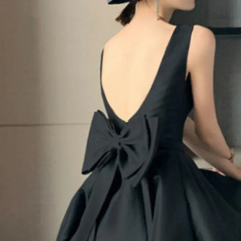 Summer Dress Sexy Open Back Big Bow Evening Ball Dress Elegant Black Birthday Ball Dress Formal Adult Dress Womens Dresses Traf