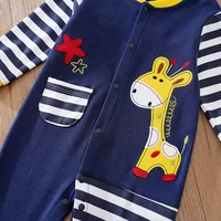 Spring And Autumn Boys And Girls Cute Cartoon Giraffe Printed Cotton Comfortable Long Sleeve Baby Bodysuit 4