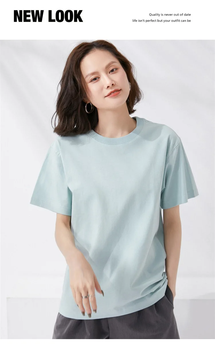 Women T-shirts 2024 Summer Tops Solid Short Sleeve Loose O-neck 100% Cotton Casual Ladies Shirts Harajuku Korean Woman Tshirts