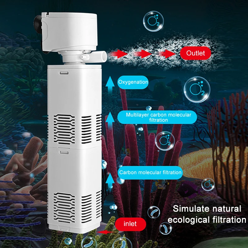 Aquarium filter pump Aquarium filter pump fish tank submersible silent air oxygen aerator water change pump aquarium air wave maker 220v