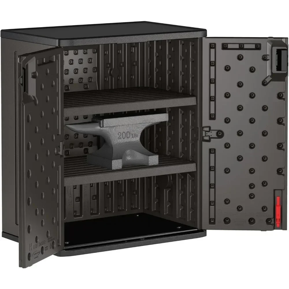 New2025-9 Cubic Ft. Heavy-Duty Resin Cabinet with 2 Shelves, Dark Grey