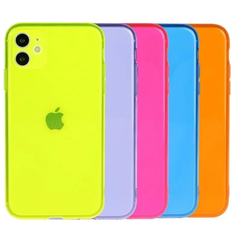 Vibrant Neon Fluorescent Shockproof TPU Case - Candy Color Soft Clear Cover