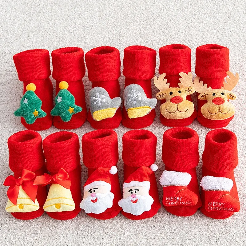 Cotton Anti Slip Socks Cotton Socks Baby Socks Kids Children's Socks for Girls Boys Cute Cotton Baby Christmas Socks for Newborns Non-slip Toddler Infant Winter Clothing