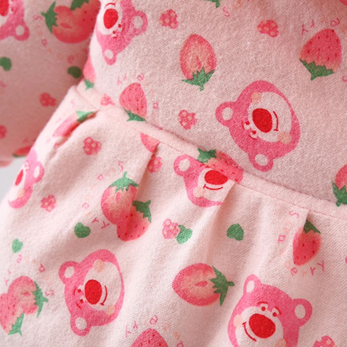Baby Girl'S Cotton Coat Winter Teddy Bear Long Ear Cotton Coat Jacket Cute Strawberry Girl'S Clothing