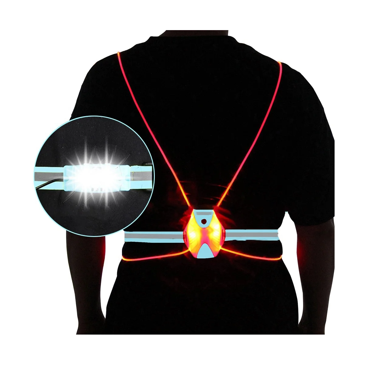 

Night Running Light Reflective Vest LED Chest Lamp USB Charge Camping Fishing Cycling Vest Light()