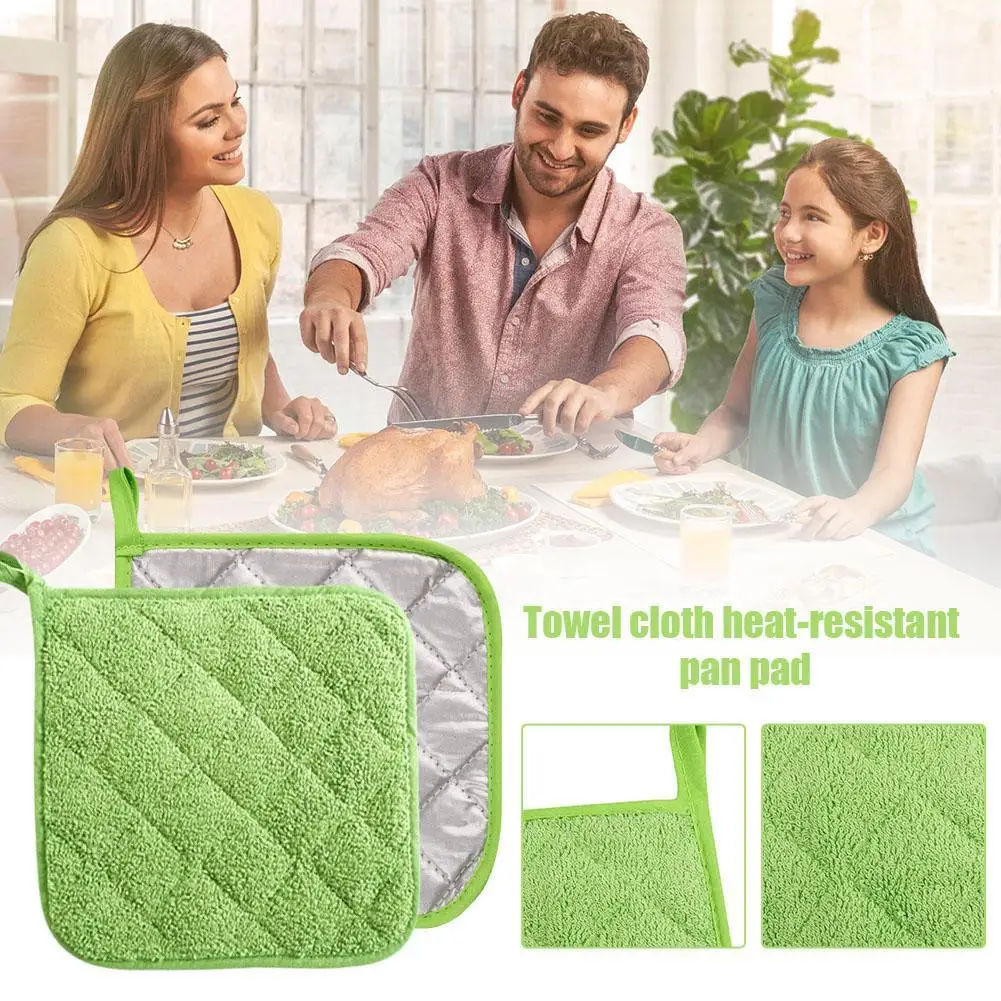 

2pcs 2in1 Pot Holders Oven Mitts Cotton Mat Kitchen Cooking Microwave Gloves Baking BBQ Potholders Pocket Tool Accessory
