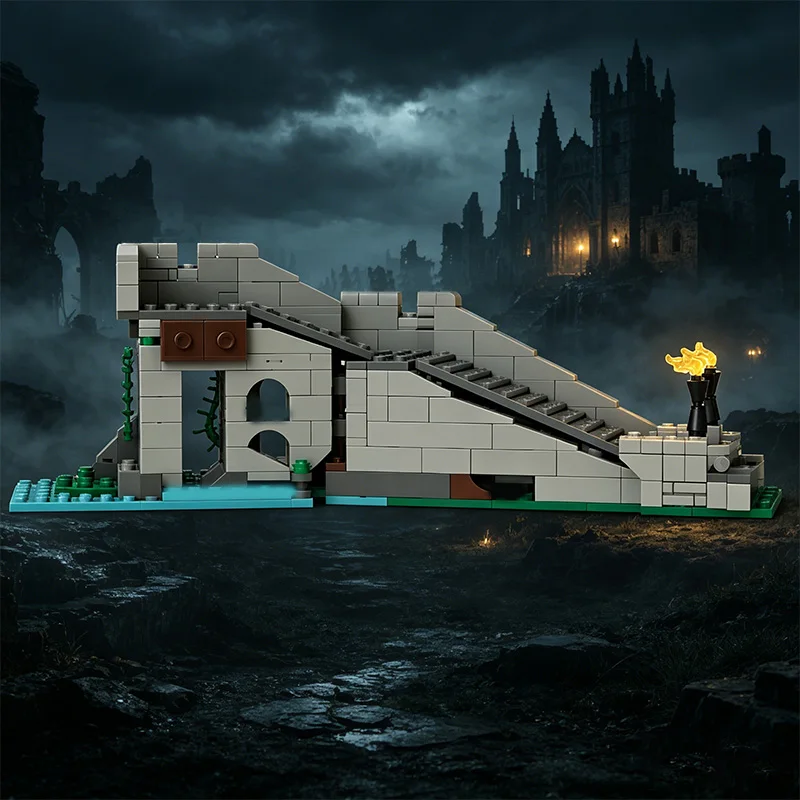 181PCS 사자 기사의 성 경사로 모델 DIY 창의적인 아이디어 중세 거리 풍경 어린이 장난감 조립 퍼즐 생일 선물 조립