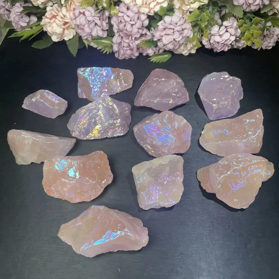 

Natural Aura Rose Quartz Crystal Stone Raw Crystals Stone for Decoration