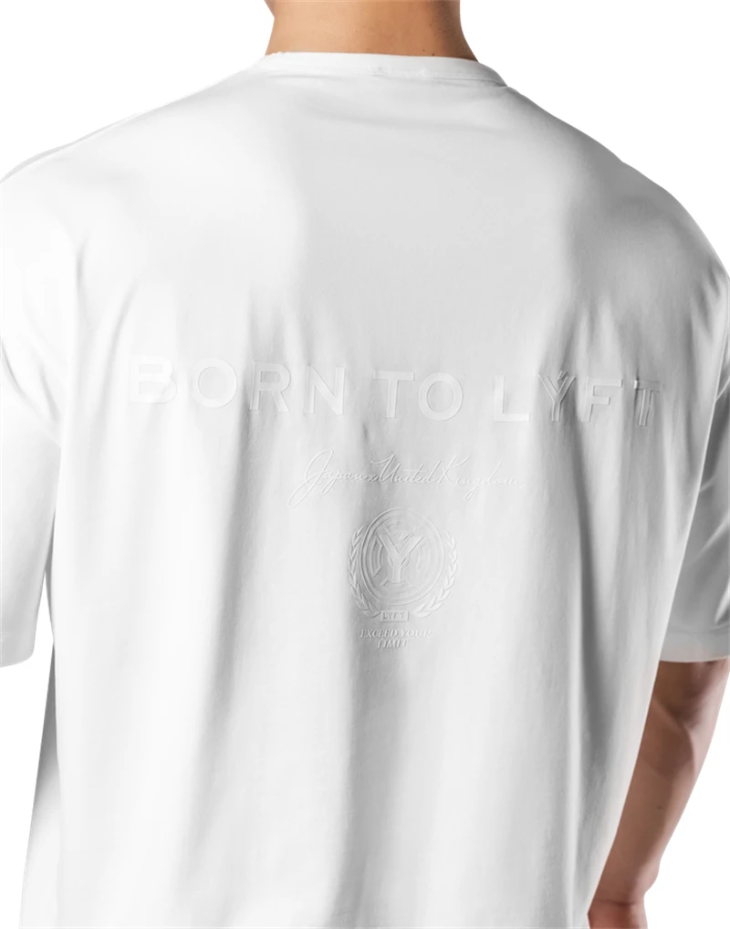 LYFT Black Letter Print M-3XL BIG T-SHIRT Men's 100% Cotton Loose Oversized-Shirts Men High Street Casual Short Sleeve Tees Tops 6