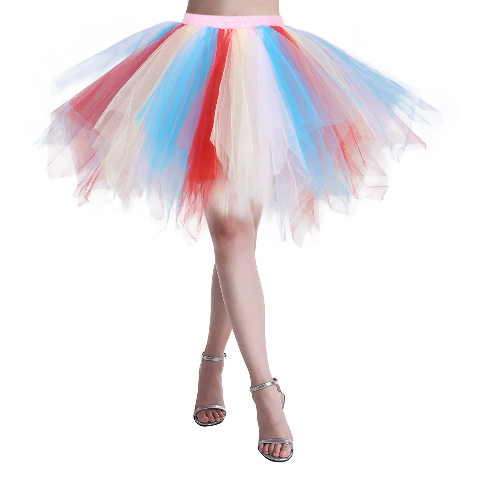 

Women's Gradient Color Blocking Mesh TUTU Half Length Skirt Fashionable Carnival Festival Party Dance Performance Short Skirts