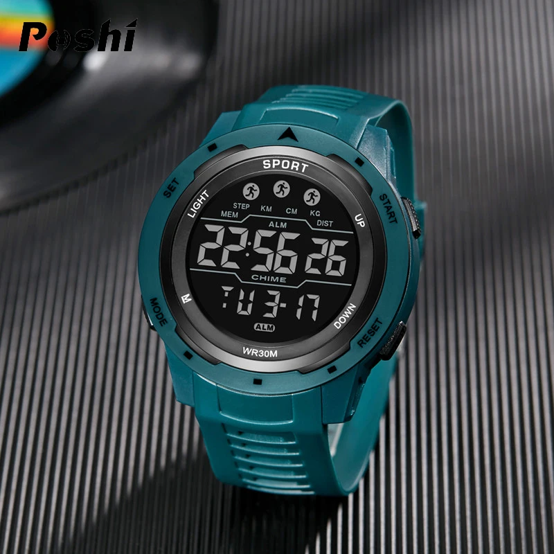 POSHI Brand Digital Watch for Man Stopwatch Alarm Clock Led Light Sport Man Wrist Watches Outdoor Fashion Electronic Watches 4