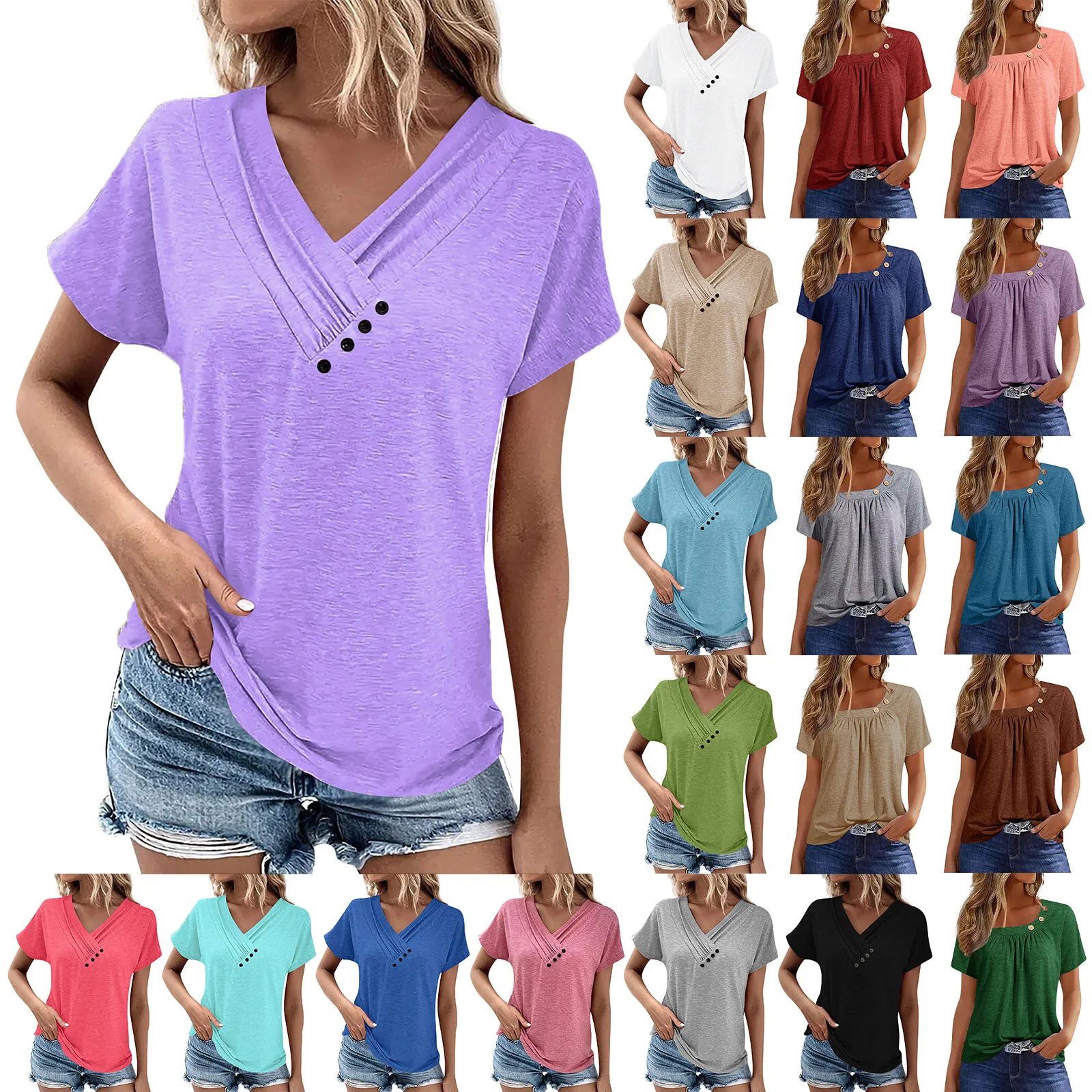 

Женская футболка с V-образным вырезом, с коротким рукавом