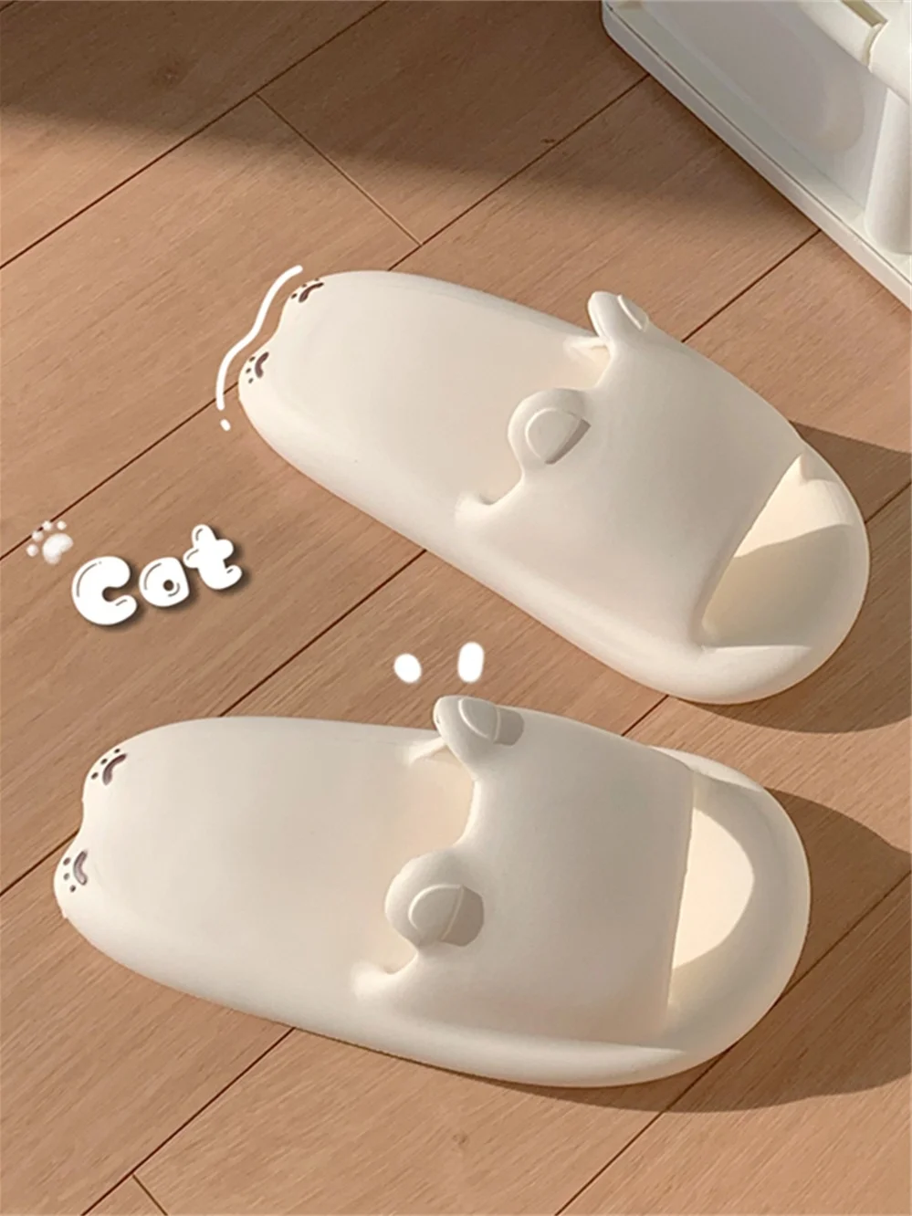 

Thick Sole Women Slipper 3D Cartoon Cat Slippers Female Summer Feet Sense Anti-slip Soft Thick Bottom Home Bathing Slippers
