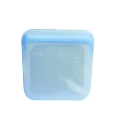 Reusable Silicone Leakproof Stand - Up Food Storage Bags with Zip Closure - 2000ml (SKY BLUE)