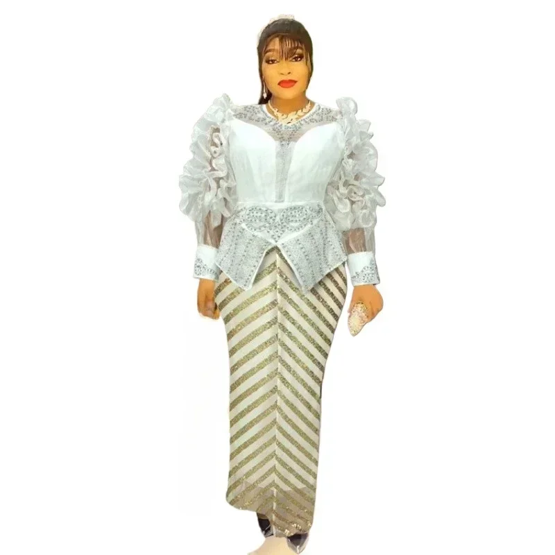 African Dress Evening Dresses for Women Plus Size Luxury Sequin Gown Elegant Christmas Wedding Party Long Ankara Ladies